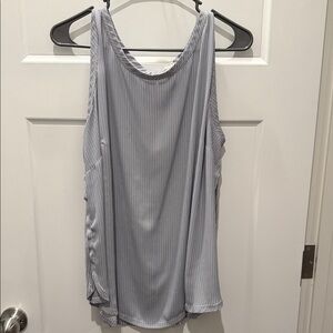 LOFT Light Blue and White Pinstripe Sleeveless Blouse